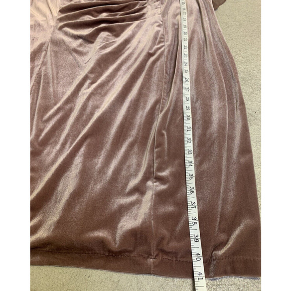NWT R&M Richards Dress Plus 22W Draped Sleeves $119 Latte Velvet Cocktail Dress - Picture 13 of 13